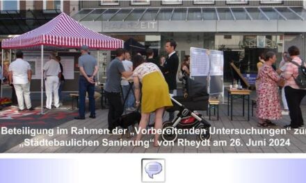 Zweite Beteiligungsrunde zum „Sanierungsgebiet Rheydt“ am 30. Oktober im Maria-Lenssen-Berufskolleg • Menschen mit Behinderungen quasi ausgeschlossen • Angeblich „keine Zeit“, um einen barrierefreien Veranstaltungsort zu finden