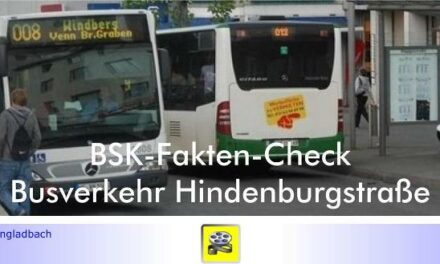 Verkehr Hindenburgstraße • Teil XXXVI: Mönchenglad­bacher BSK-Kontaktstelle veröffentlicht Fakten-Check zum Busverkehr